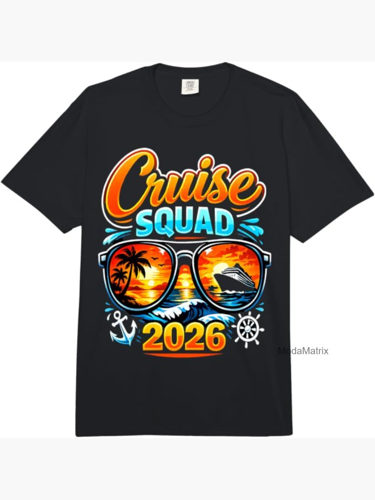 Tropical Sunset Cruise Squad 2026 Men's T-Shirt Heavyweight Cotton